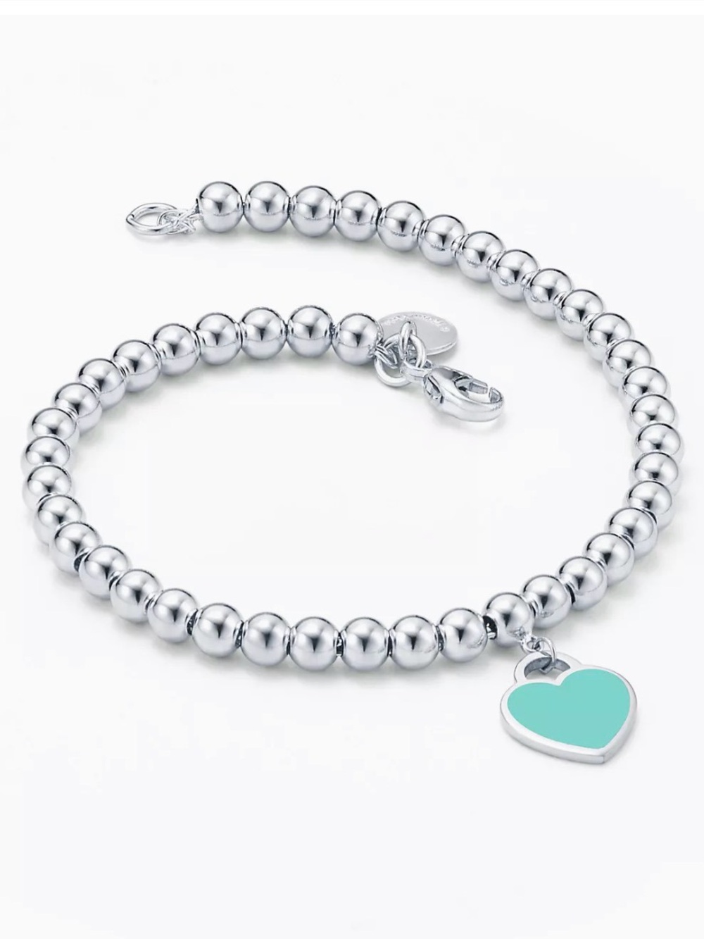 Brand New Tiffany Blue Heart Tag Bead Bracelet - Picture 3 of 6
